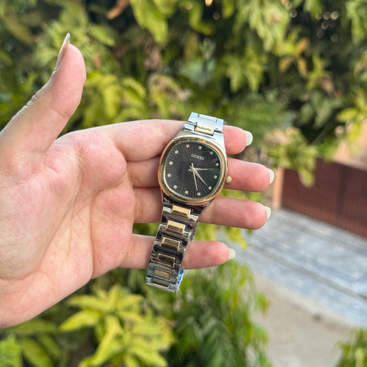 Guess Women's Watch Silver Golden Chain - Oraflor