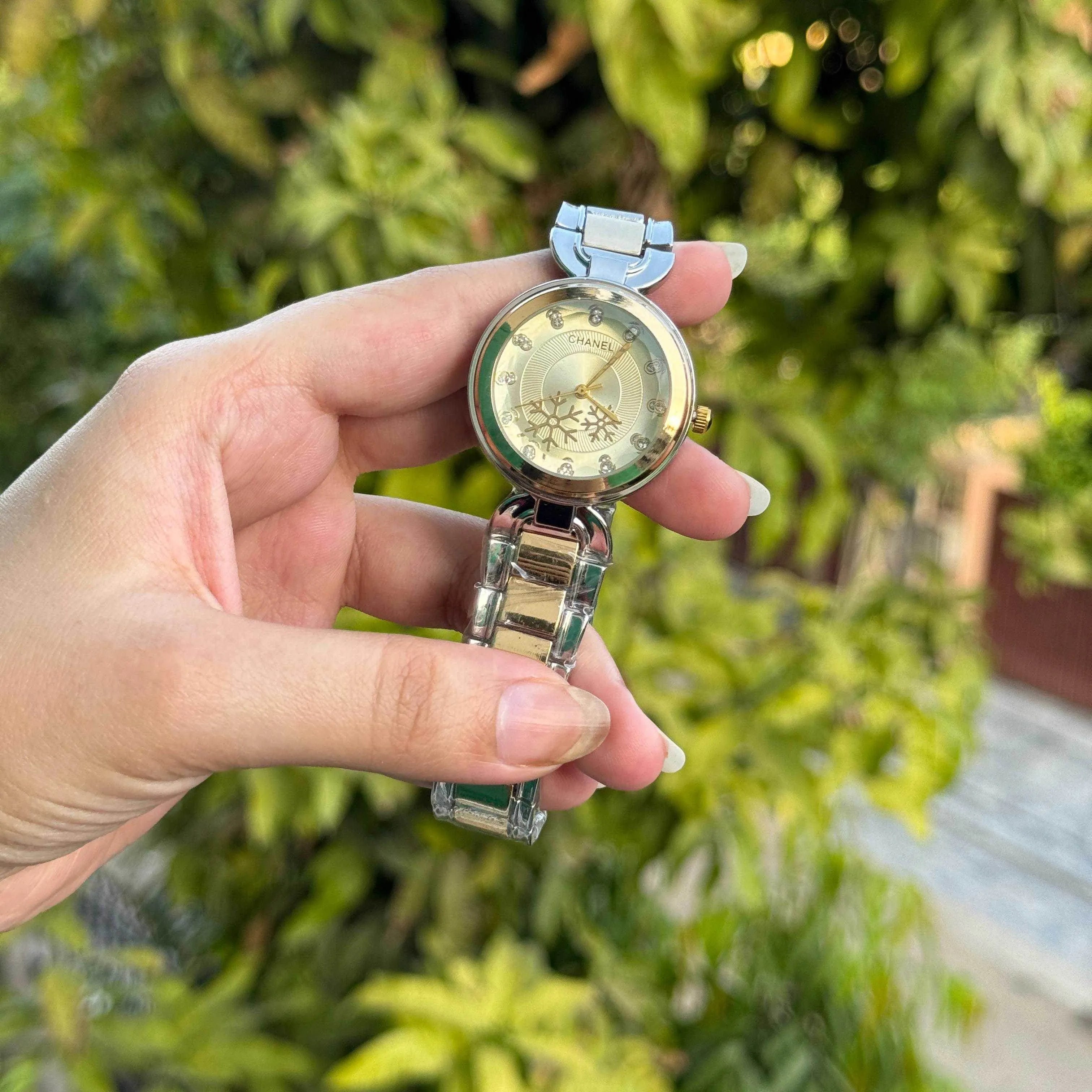 Chanel Golden Silver Starburst Crystal Watch - Oraflor