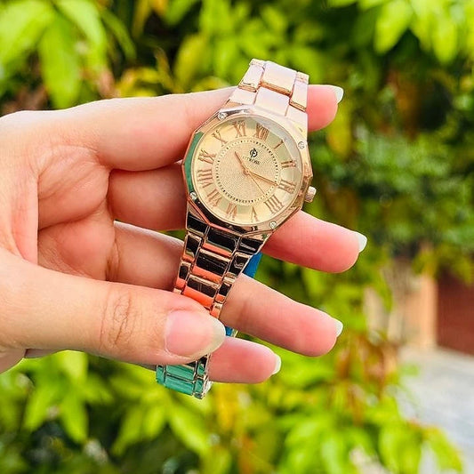 Fitros Round Dial Watch Rose Gold