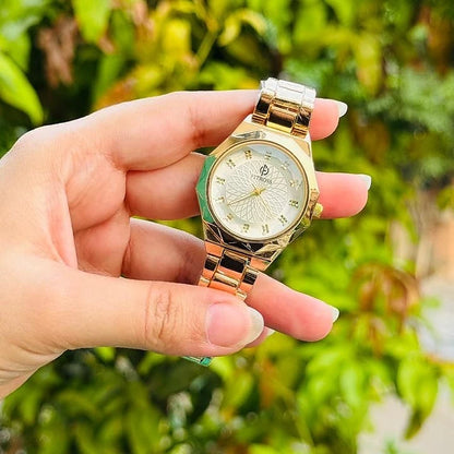 Fitross Round Dial Watch Golden