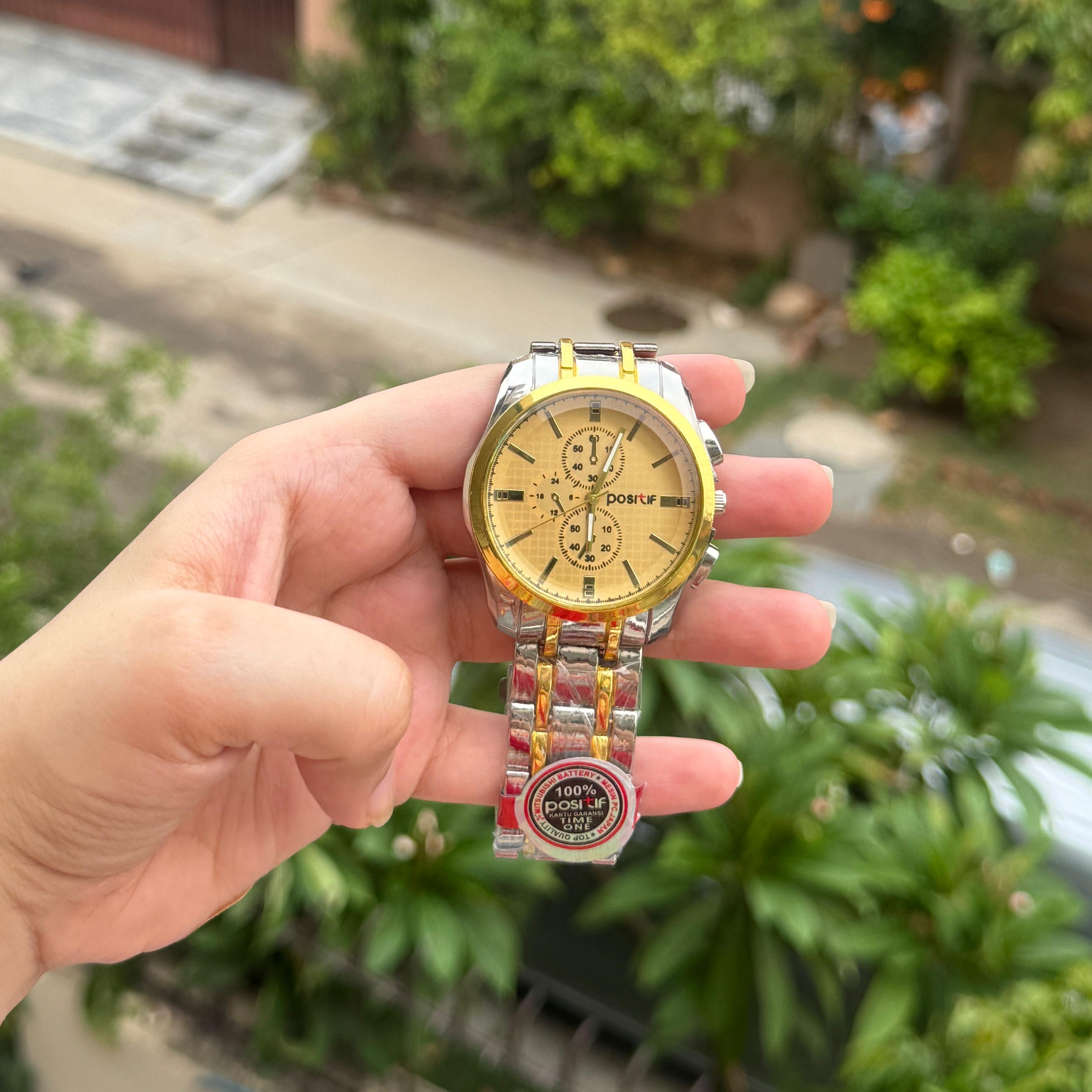 Positif Men Watch Golden Silver