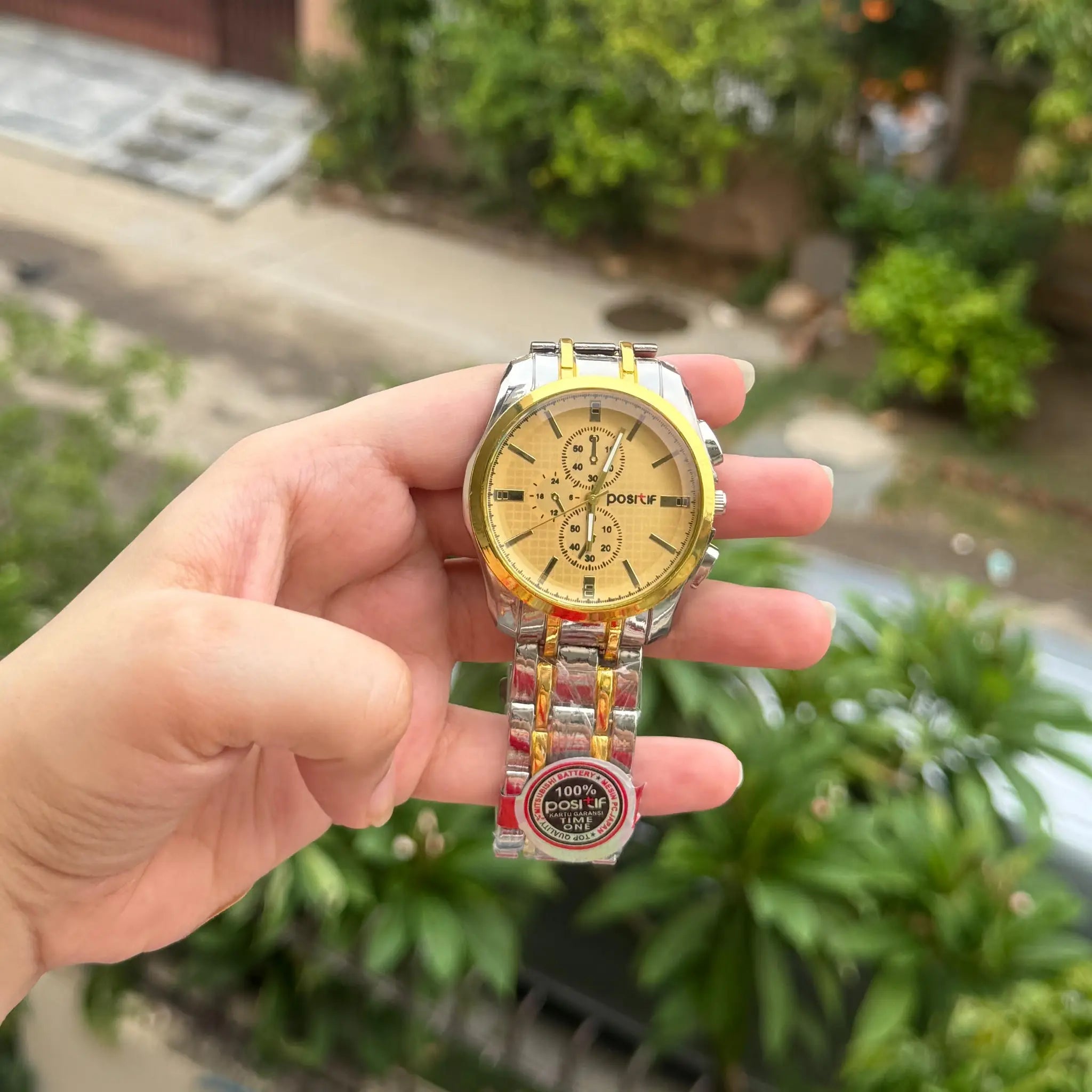 Positif Men Watch Golden Silver