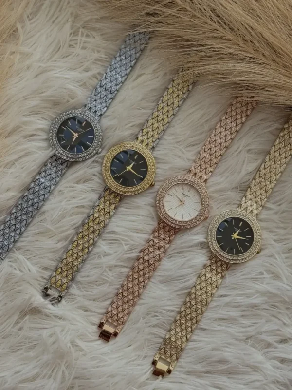 stylish Rounded Diamonds Dial Watch